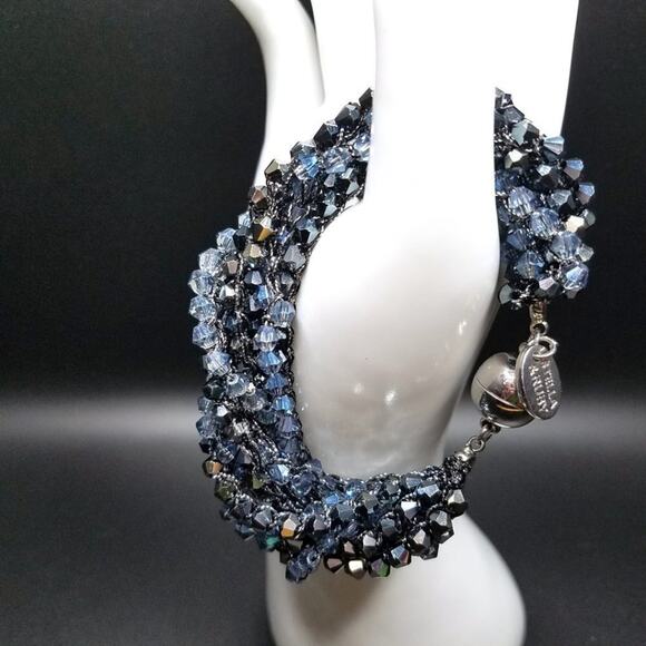 Stella and Ruby Small Faceted Crystal Bracelet, Multi Strands Magnetic Clasp, 8" - Picture 4 of 8